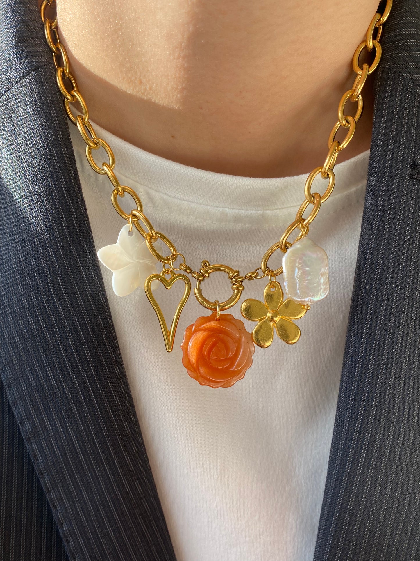 Orange flower necklace