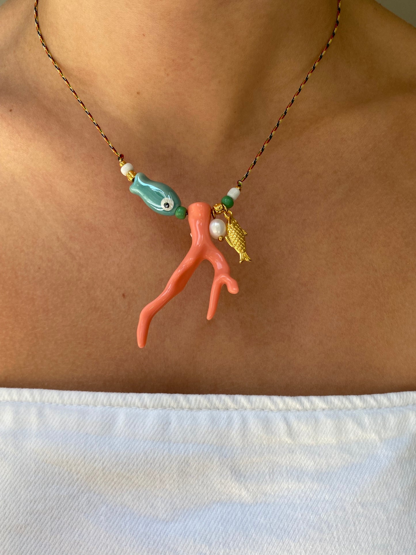 Pink coral necklace