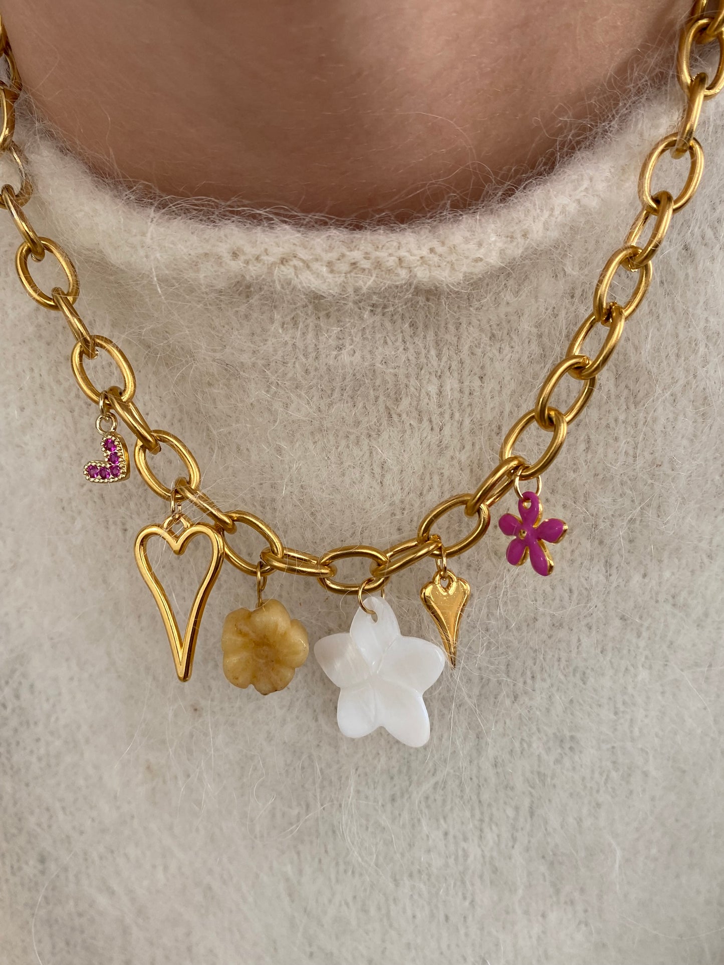 Floral heart necklace