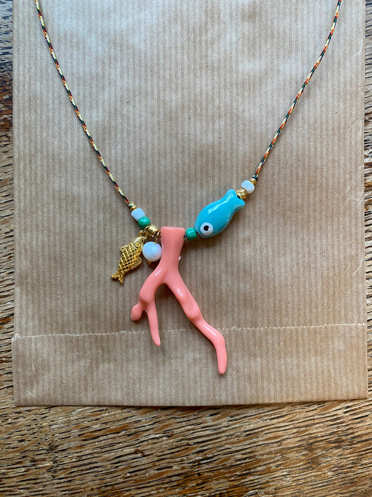 Pink coral necklace