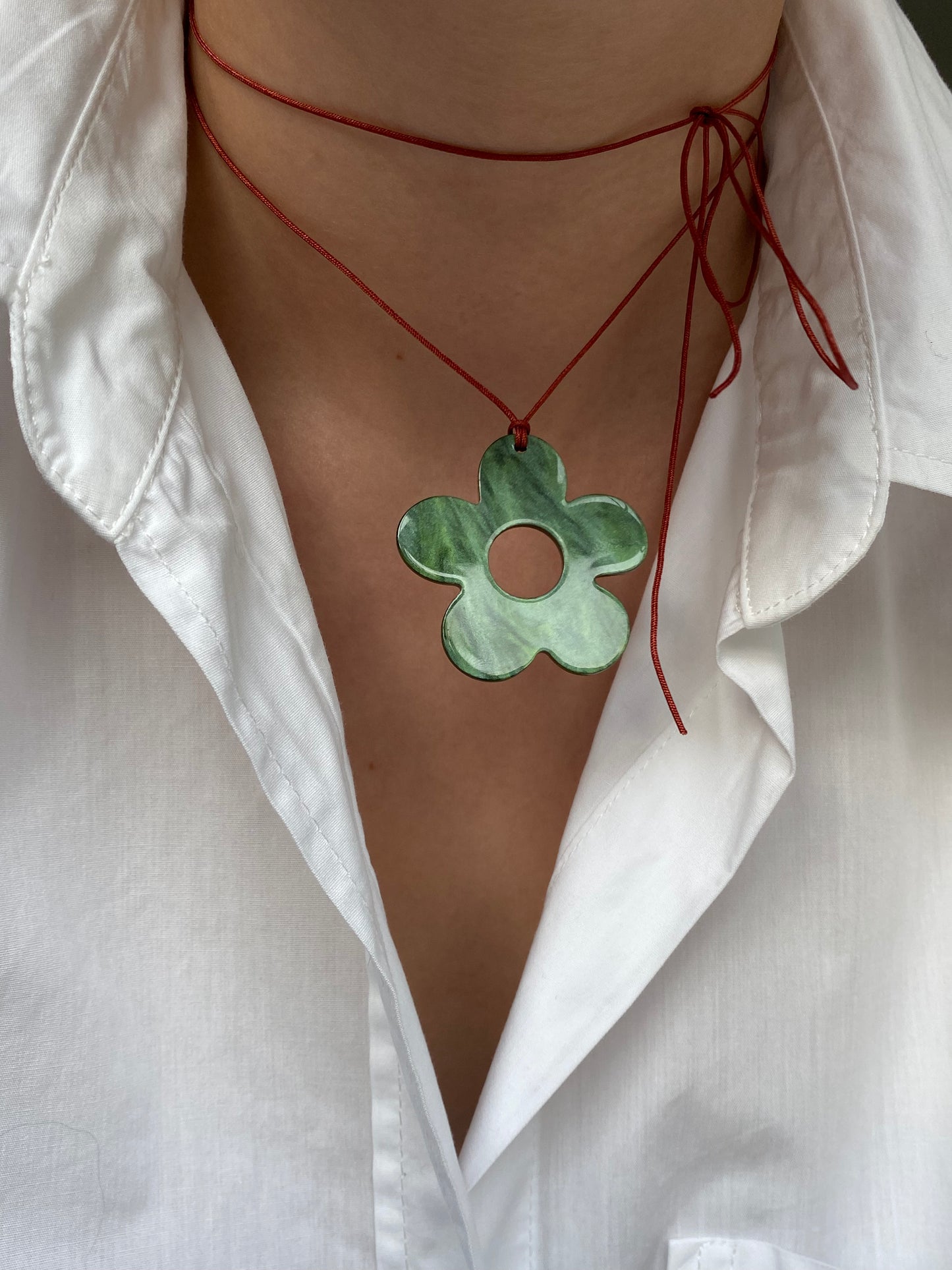 Green flower necklace