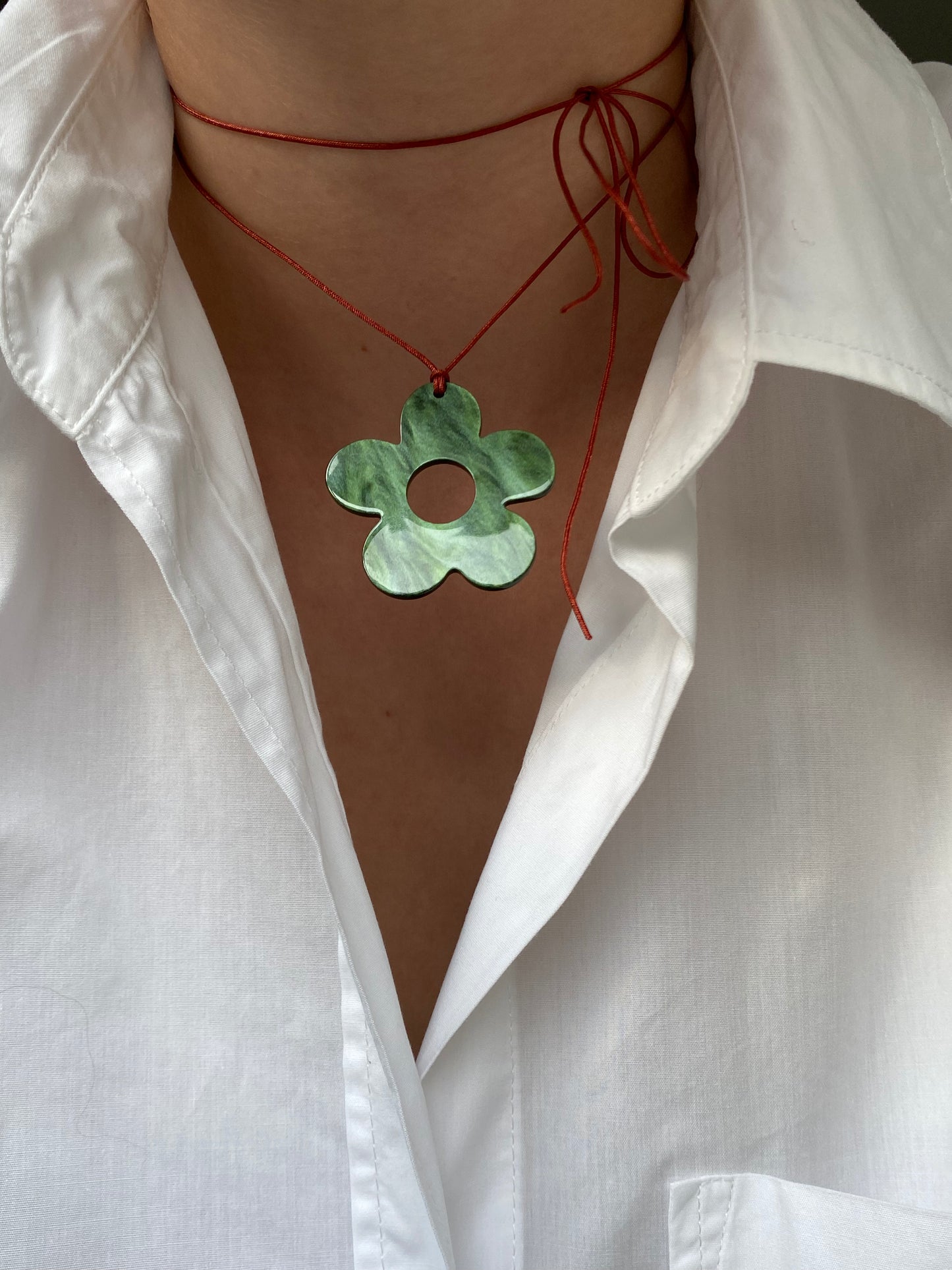 Green flower necklace